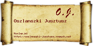 Oszlanszki Jusztusz névjegykártya